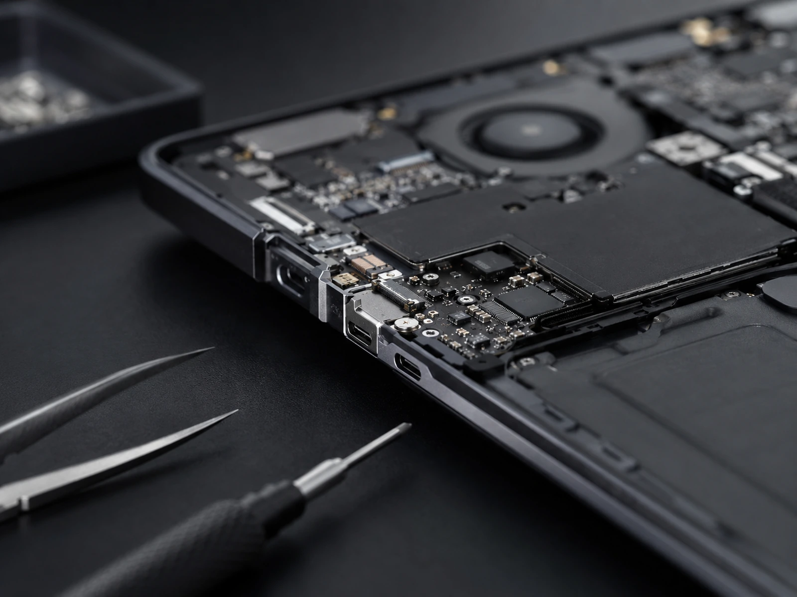 AI-assisted visualization of laptop charging port replacement