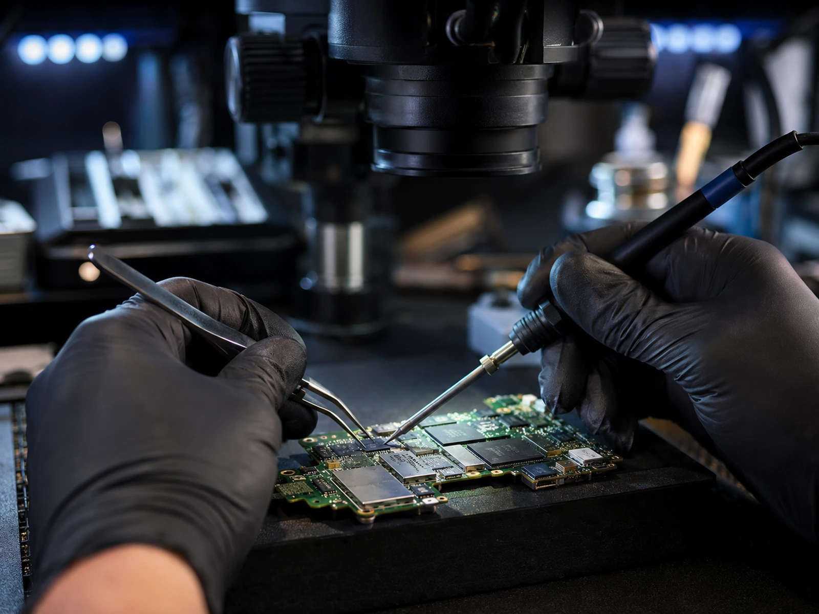 AI-assisted visualization of Nintendo Switch motherboard microsoldering