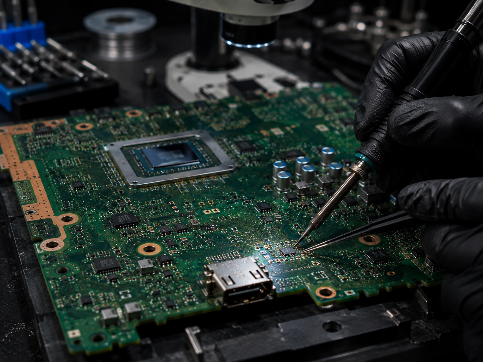 AI-assisted visualization of Xbox board-level electronics repair